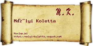 Mályi Koletta névjegykártya